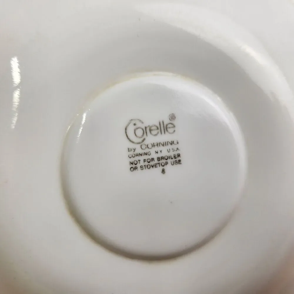 Vintage Corelle Tea Cup and Saucer Plate Old Town Blue Floral Pattern: Set of 8